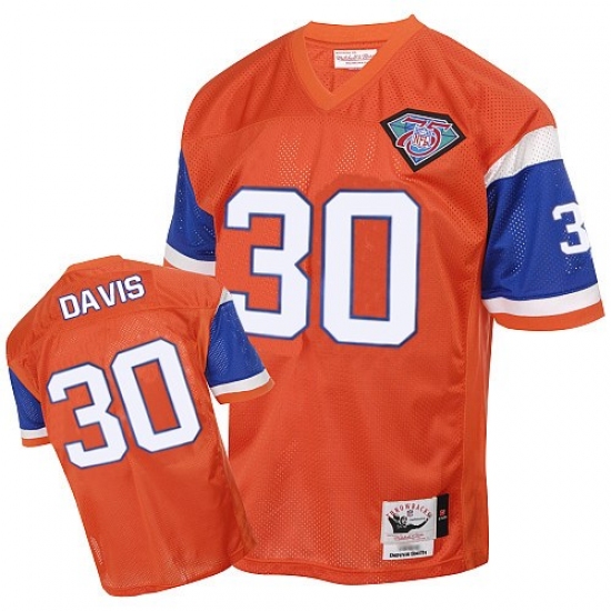 Mitchell And Ness Denver Broncos #30 Terrell Davis Orange Authentic Throwback NFL Jersey - Ujersey