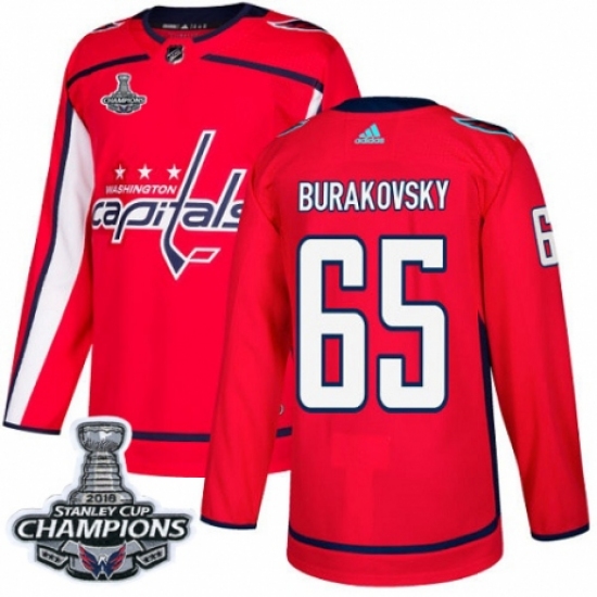 Men's Adidas Washington Capitals #65 Andre Burakovsky Premier Red Home 2018 Stanley Cup Final Champions NHL Jersey - Ujersey