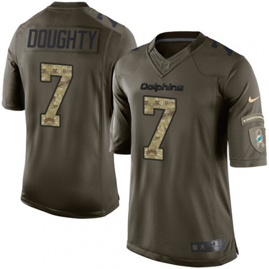 Men's Nike Miami Dolphins #7 Brandon Doughty Elite Green Salute to Service NFL Jersey - Ujersey