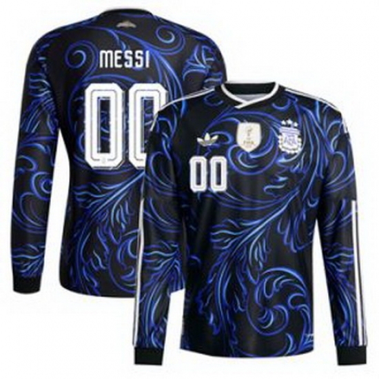 Men 00 Custom Argentina National Team adidas 2026 Away Replica Jersey Black 2 - Ujersey