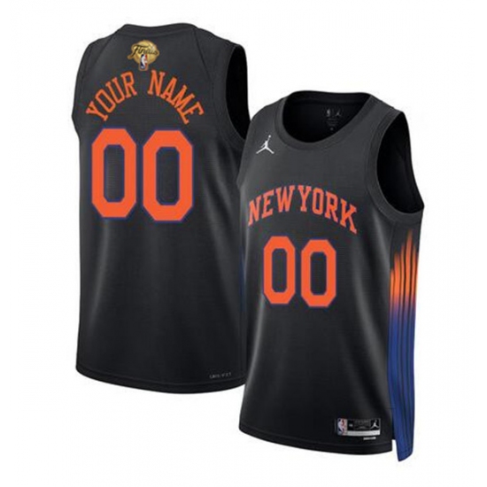 Men's New Yok Knicks Active Player Custom Black 2026 Finals Patch Statement Edition Stitched Basketball Jersey