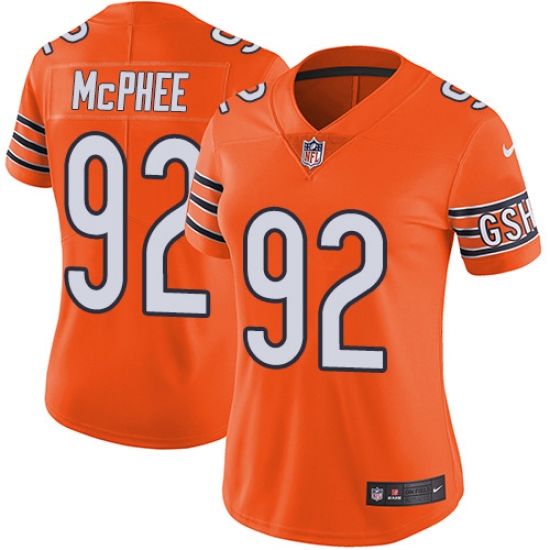 Women's Nike Chicago Bears #92 Pernell McPhee Limited Orange Rush Vapor Untouchable NFL Jersey - Ujersey