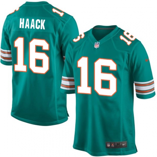 Men's Nike Miami Dolphins #16 Matt Haack Game Aqua Green Alternate NFL Jersey - Ujersey