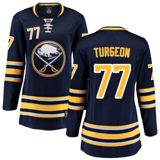 Women's Buffalo Sabres #77 Pierre Turgeon Fanatics Branded Navy Blue Home Breakaway NHL Jersey - Ujersey