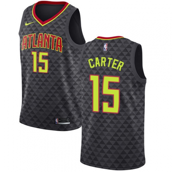 Youth Nike Atlanta Hawks #15 Vince Carter Swingman Black NBA Jersey - Icon Edition - Ujersey
