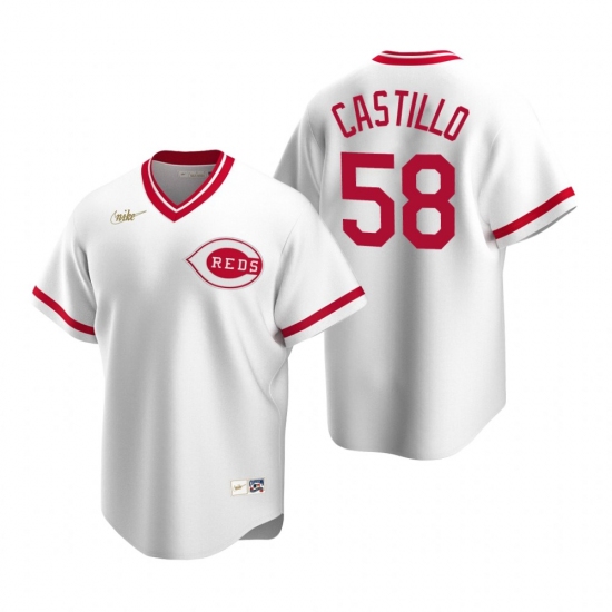 Men's Nike Cincinnati Reds #58 Luis Castillo White Cooperstown Collection Home Stitched Baseball Jersey - Ujersey