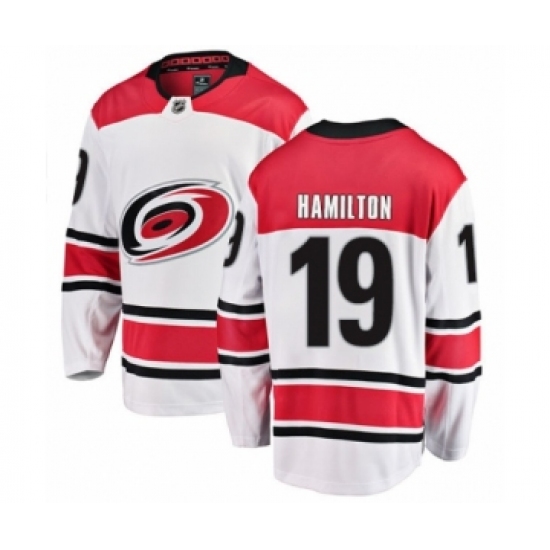 Men's Carolina Hurricanes #19 Dougie Hamilton Authentic White Away Fanatics Branded Breakaway NHL Jersey - Ujersey
