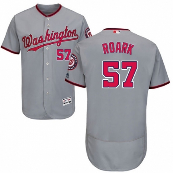 Men's Majestic Washington Nationals #57 Tanner Roark Grey Road Flex Base Authentic Collection MLB Jersey - Ujersey