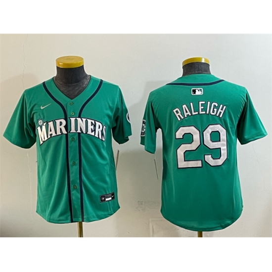 Youth Seattle Mariners #29 Cal Raleigh Aqua Alternate Limited Stitched Jersey - Ujersey