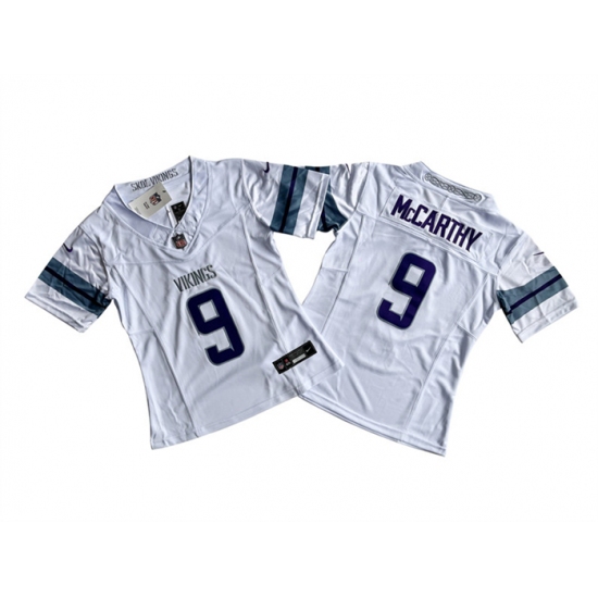 Women's Minnesota Vikings #9 J.J. McCarthy White 2024 F.U.S.E. Winter Warrior Limited Jersey - Ujersey