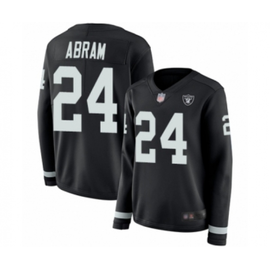 Women's Oakland Raiders #24 Johnathan Abram Limited Black Therma Long Sleeve Football Jersey