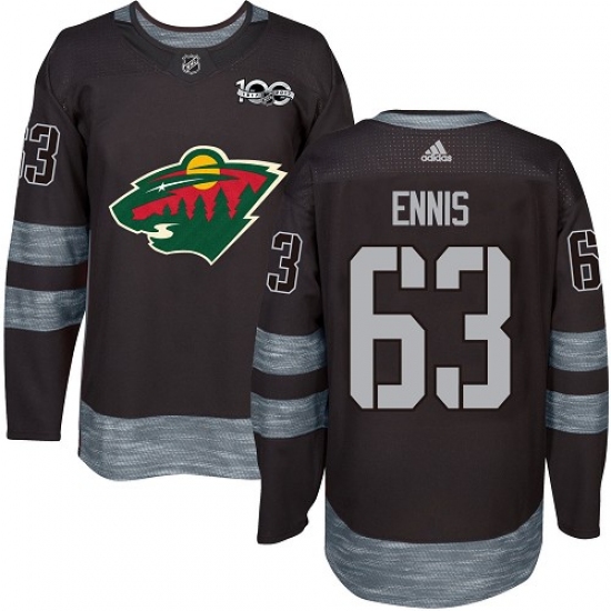Men's Adidas Minnesota Wild #63 Tyler Ennis Authentic Black 1917-2017 100th Anniversary NHL Jersey - Ujersey