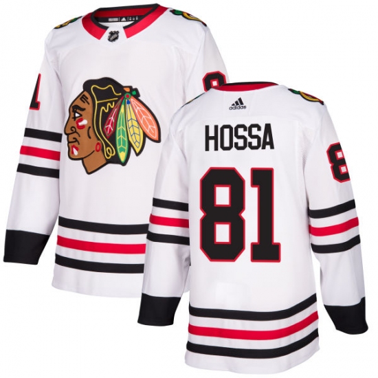 Youth Adidas Chicago Blackhawks #81 Marian Hossa Authentic White Away NHL Jersey - Ujersey