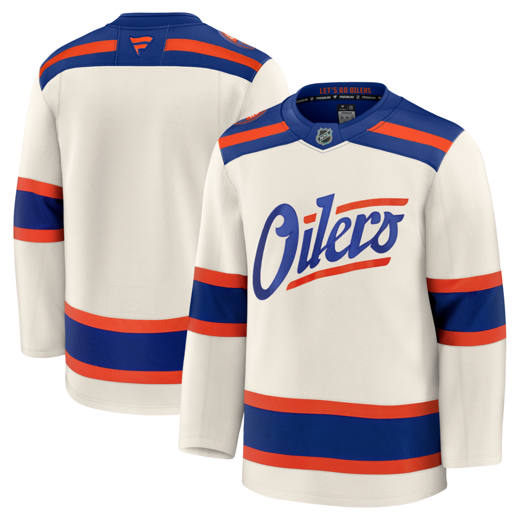 Men's Edmonton Oilers Fanatics Light Beige Alternate Premium Jersey - U-jersey