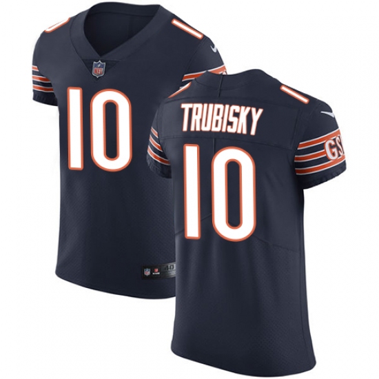 Men's Nike Chicago Bears #10 Mitchell Trubisky Navy Blue Team Color Vapor Untouchable Elite Player NFL Jersey - Ujersey