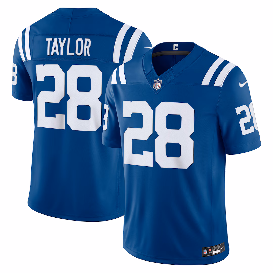 Men's Indianapolis Colts Jonathan Taylor Nike Royal Team Vapor F.U.S.E. Stitched Limited Jersey