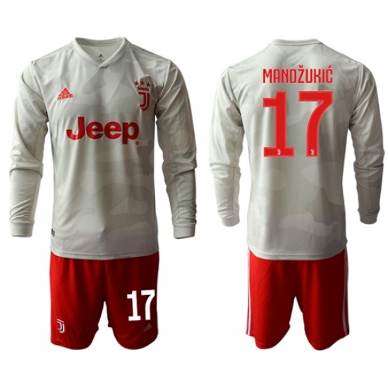 Juventus #17 Mandzukic Away Long Sleeves Soccer Club Jersey