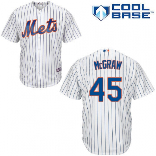 Men's Majestic New York Mets #45 Tug McGraw Replica White Home Cool Base MLB Jersey - Ujersey