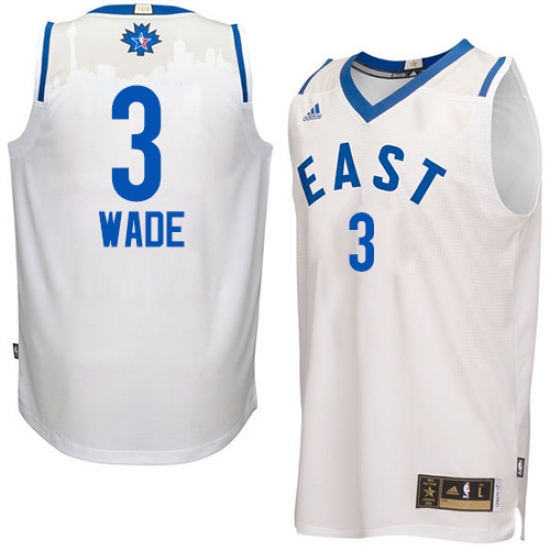 Men's Adidas Miami Heat #3 Dwyane Wade Authentic White 2016 All Star NBA Jersey - Ujersey
