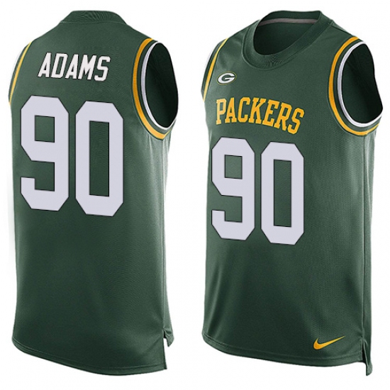 Men's Nike Green Bay Packers #90 Montravius Adams Limited Green Player Name & Number Tank Top NFL Jersey - Ujersey