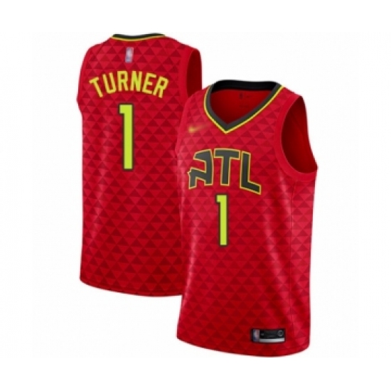 Men's Atlanta Hawks #1 Evan Turner Authentic Red Basketball Jersey Statement Edition - Ujersey