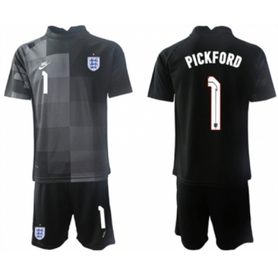 Men's England #1 Pickford Black Goalkeeper Soccer Jersey Suit