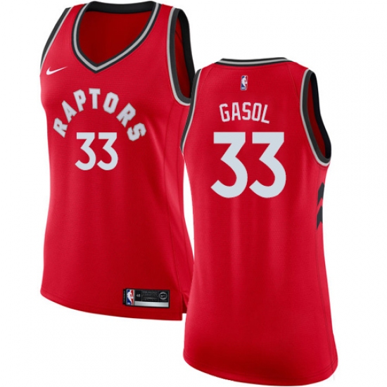 Women's Nike Toronto Raptors #33 Marc Gasol Red NBA Swingman Icon Edition Jersey - Ujersey
