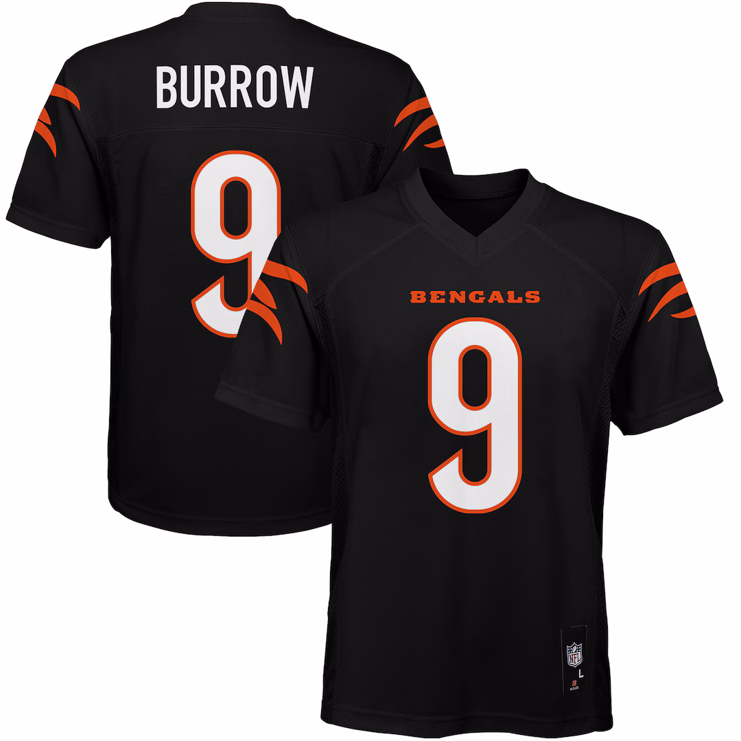 Youth Cincinnati Bengals Joe Burrow Black Replica Jersey - Ujersey