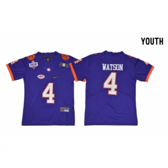 Clemson Tigers 4 Deshaun Watson Purple Youth Diamond Logo 1975-1978 Fuller College Jersey - Ujersey