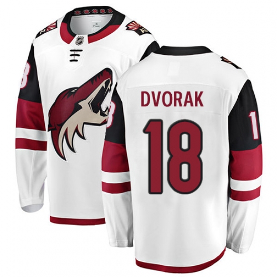 Youth Arizona Coyotes #18 Christian Dvorak Fanatics Branded White Away Breakaway NHL Jersey - Ujersey
