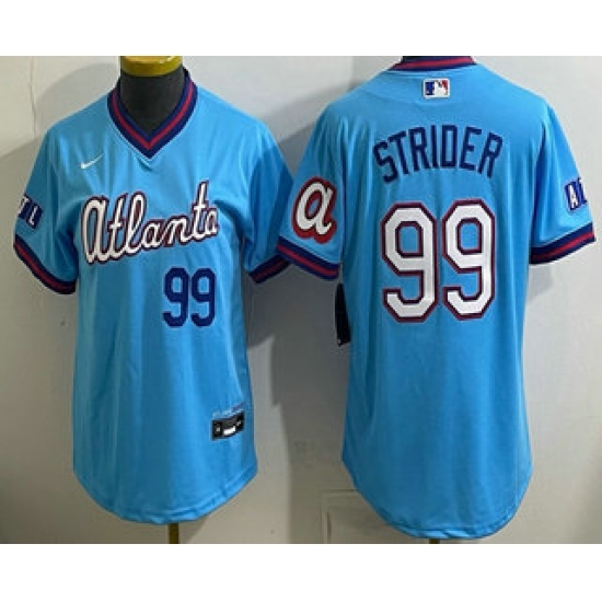 Women's Atlanta Braves #99 Spencer Strider Light Blue 2026 City Connect Stadium Jersey - Ujersey
