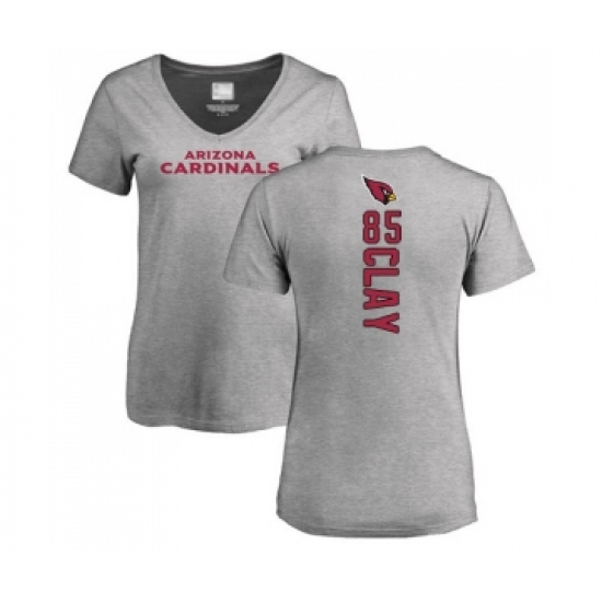 Football Women's Arizona Cardinals #85 Charles Clay Ash Backer V-Neck T-Shirt - Ujersey