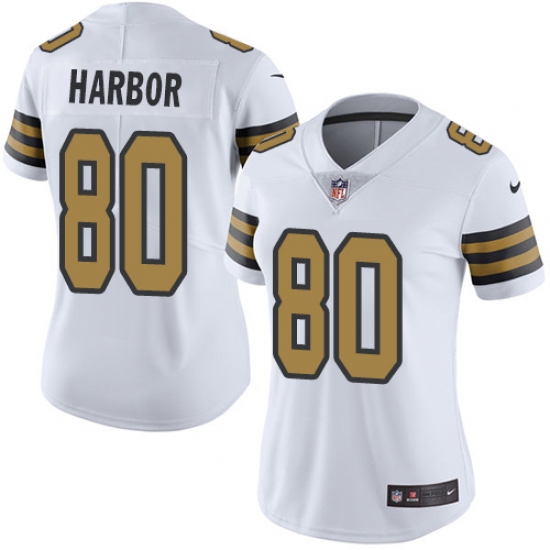 Women's Nike New Orleans Saints #85 Clay Harbor Limited White Rush Vapor Untouchable NFL Jersey - Ujersey