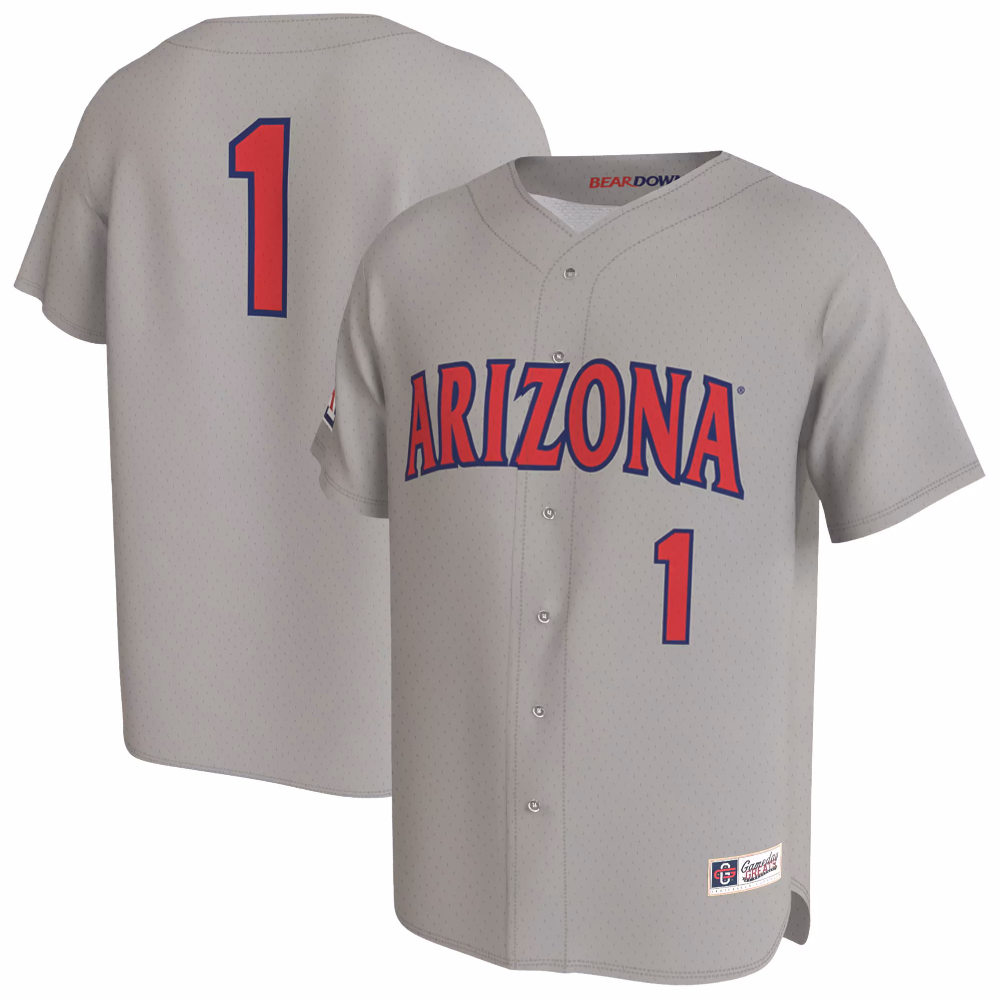 Unisex GameDay Greats Gray Arizona Wildcats Lightweight Collegiate Baseball Fashion Jersey - U-jersey