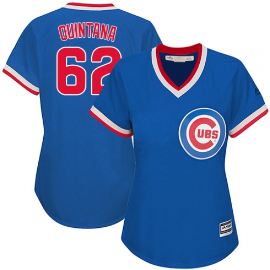 Women's Majestic Chicago Cubs #62 Jose Quintana Authentic Royal Blue Cooperstown MLB Jersey - Ujersey