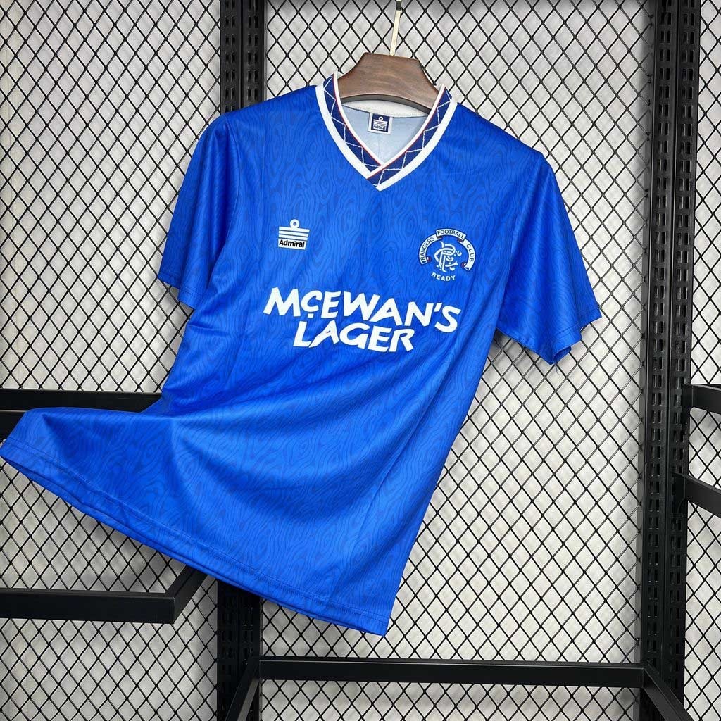 Rangers FC Retro Soccer Jersey Home Custom Shirt 1990-92 - ujerseystore