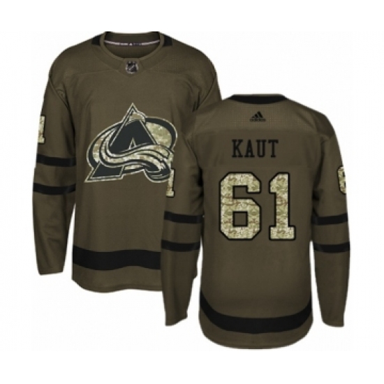 Men's Adidas Colorado Avalanche #61 Martin Kaut Authentic Green Salute to Service NHL Jersey - Ujersey