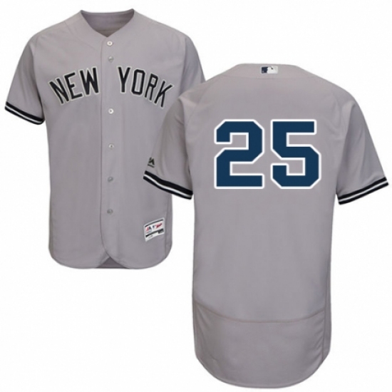 Men's Majestic New York Yankees #25 Gleyber Torres Grey Road Flex Base Authentic Collection MLB Jersey - Ujersey