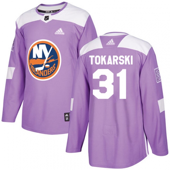 Men's Adidas New York Islanders #31 Dustin Tokarski Authentic Purple Fights Cancer Practice NHL Jersey - Ujersey