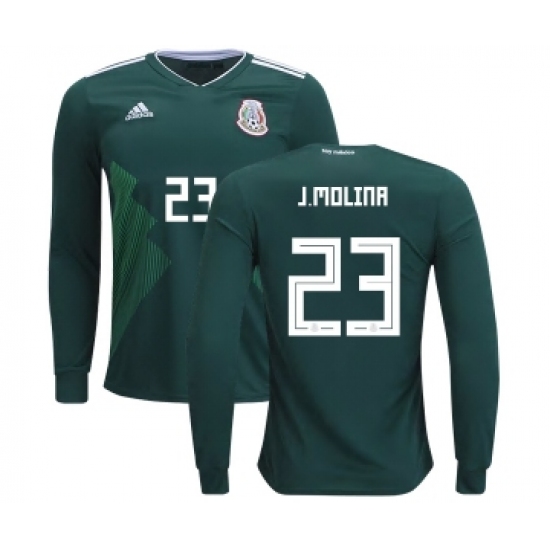 Mexico #23 J.Molina Home Long Sleeves Kid Soccer Country Jersey