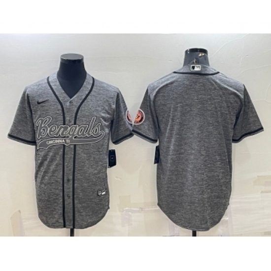 Men's Cincinnati Bengals Blank Grey Gridiron Cool Base Stitched Baseball Jersey - Ujersey