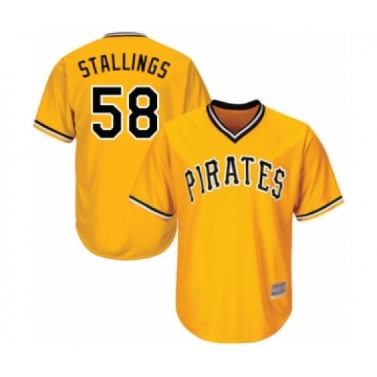 Youth Pittsburgh Pirates #58 Jacob Stallings Authentic Gold Alternate Cool Base Baseball Player Jersey