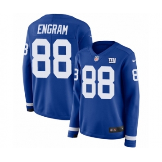 Women's Nike New York Giants #88 Evan Engram Limited Royal Blue Therma Long Sleeve NFL Jersey - Ujersey