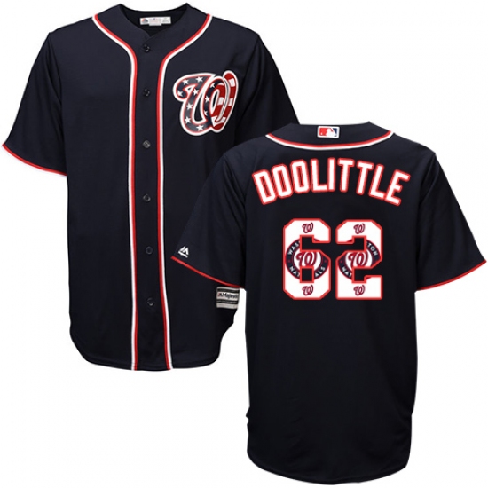Men's Majestic Washington Nationals #62 Sean Doolittle Authentic Navy Blue Team Logo Fashion Cool Base MLB Jersey - Ujersey