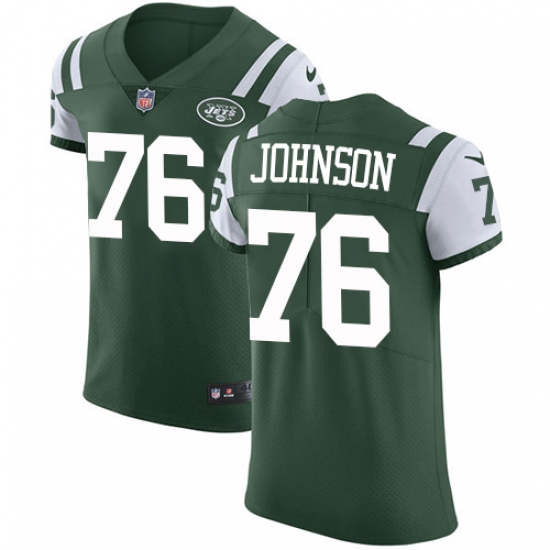Men's Nike New York Jets #76 Wesley Johnson Elite Green Team Color NFL Jersey - Ujersey