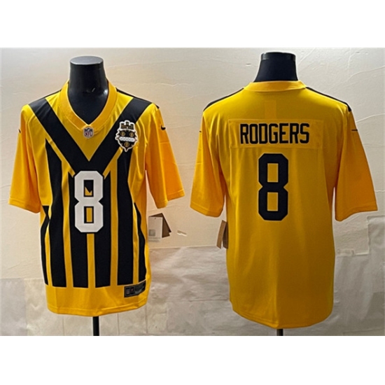 Men's Pittsburgh Steelers #8 Aaron Rodgers Gold 1933 Throwback Alternate Football Stitched Game Jersey - Ujersey