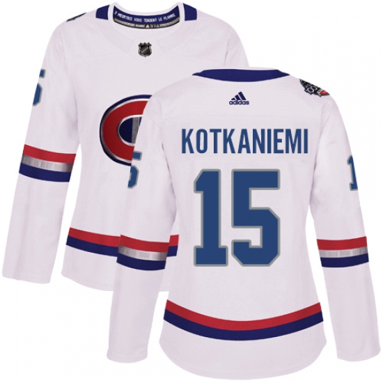 Women's Adidas Montreal Canadiens #15 Jesperi Kotkaniemi Authentic White 2017 100 Classic NHL Jersey - Ujersey