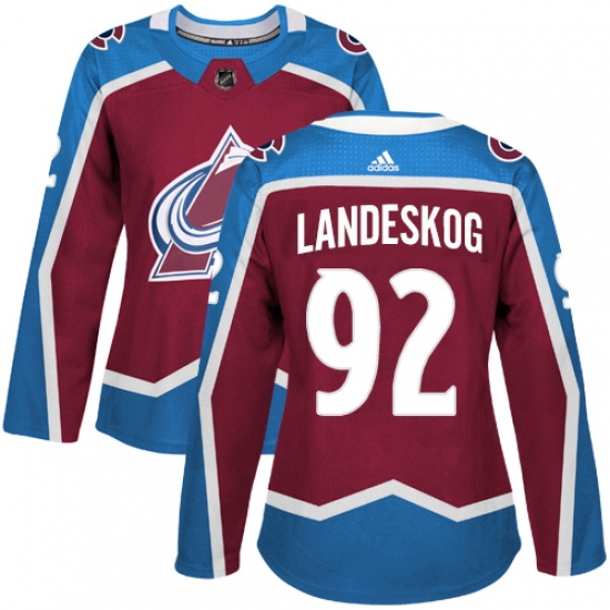 Women's Adidas Colorado Avalanche #92 Gabriel Landeskog Premier Burgundy Red Home NHL Jersey - Ujersey