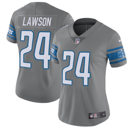 Women's Nike Detroit Lions #24 Nevin Lawson Limited Steel Rush Vapor Untouchable NFL Jersey - Ujersey