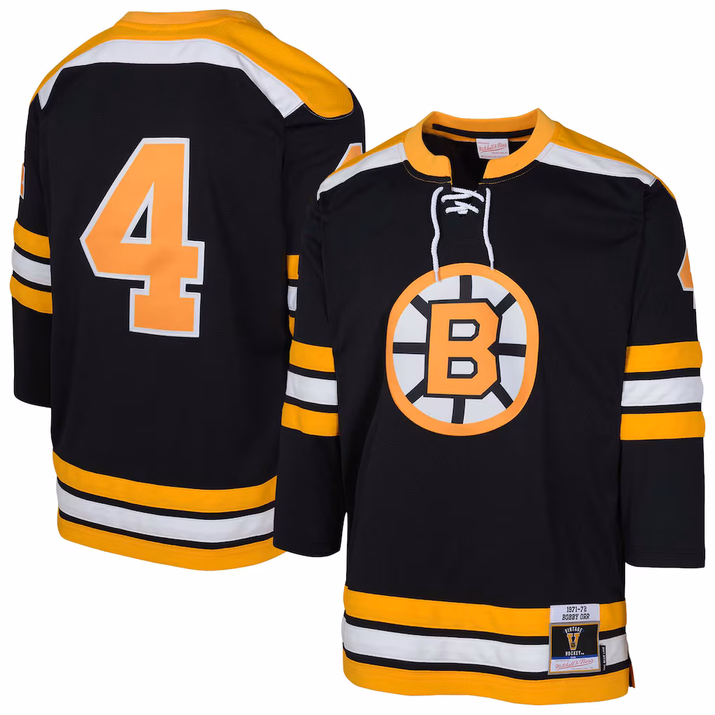 Youth Boston Bruins Bobby Orr Mitchell & Ness Black  Power Play Player Jersey - SUjersey01